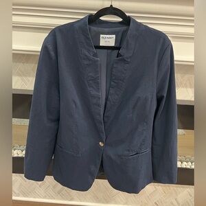 Old Navy Women's Dark Blue Navy Single Btn Notched Cotton Blend Blazer XXL Tall